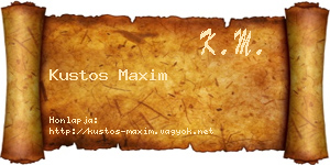 Kustos Maxim névjegykártya
